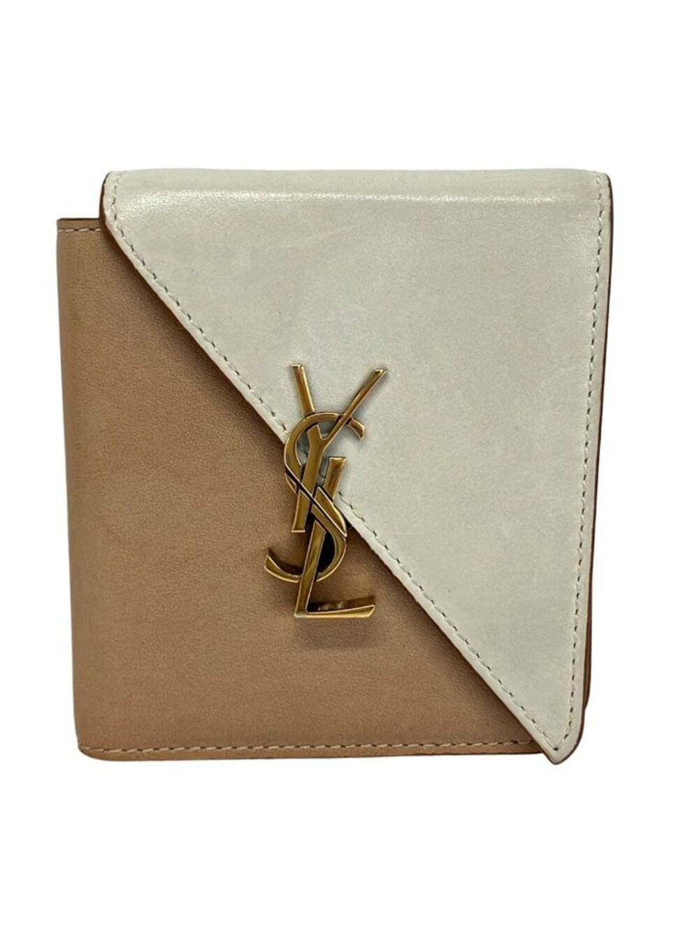 Saint Laurent Paris Bifold Wallet White Beige Leather